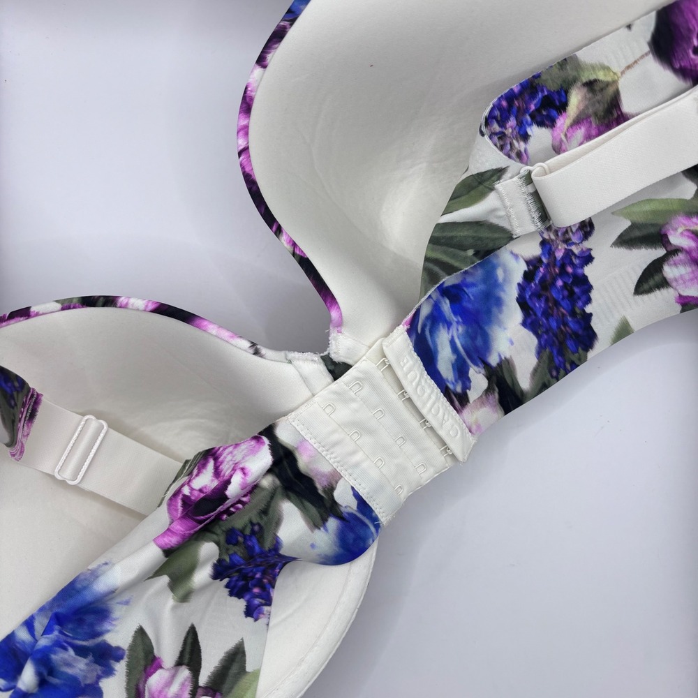 Cacique Lighty Lined Full Coverage Bra Floral Sz 38F - Picture 2 of 7